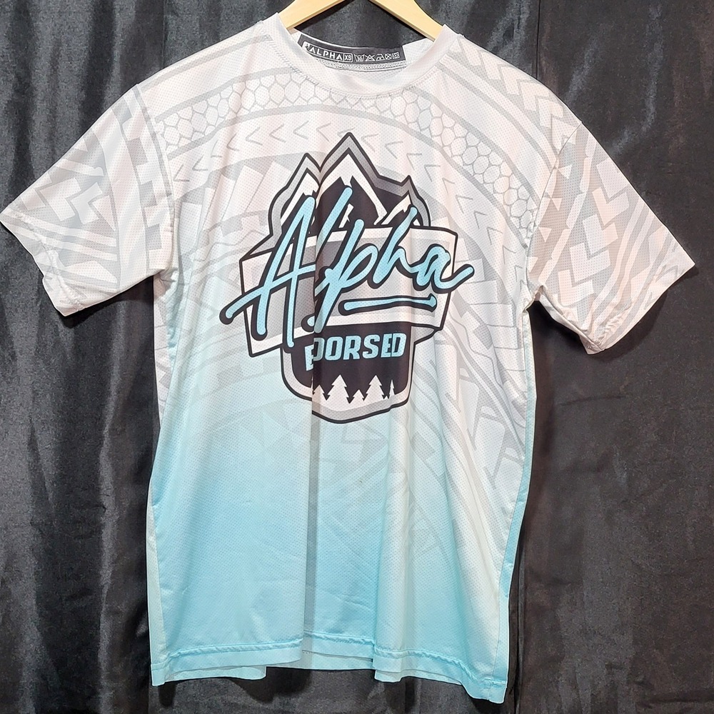 Alpha Endorsed Mens XS White Gradient Tribal Mesh Athletic Jersey Shirt 81 *